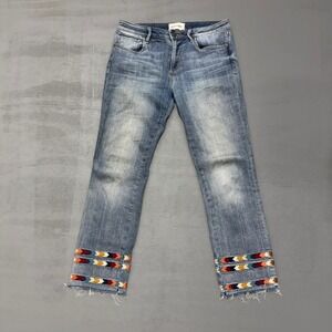 Driftwood Colette Embroidered Aztec Faded Blue Jeans Women's 27 x 26